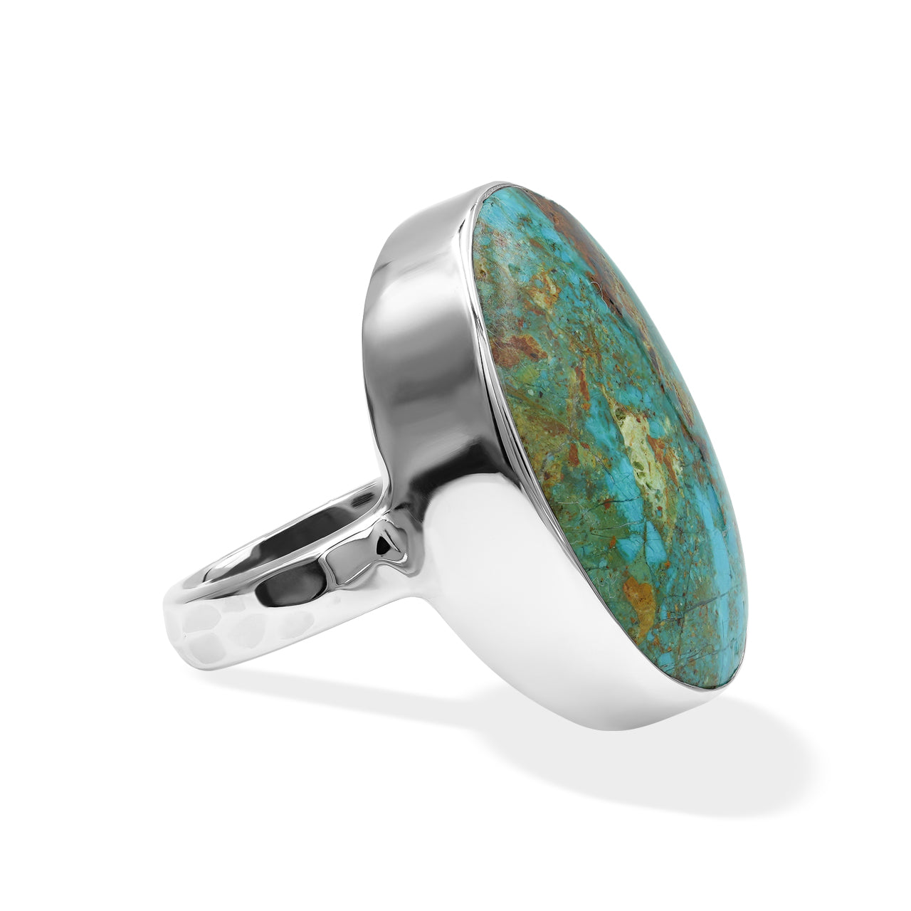 Starborn Peruvian Blue Opal Ring Bezel Set in Sterling Silver