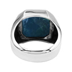 Starborn Peruvian Blue Opal Octagon Signet Men's Ring in Sterling Silver