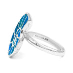 Starborn Ammonite Inlay Peruvian Blue Opal Ring in Sterling Silver