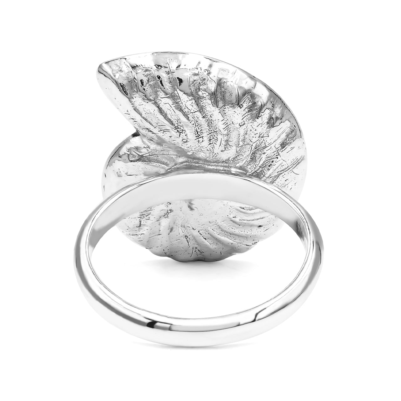 Starborn Ammonite Inlay Peruvian Blue Opal Ring in Sterling Silver