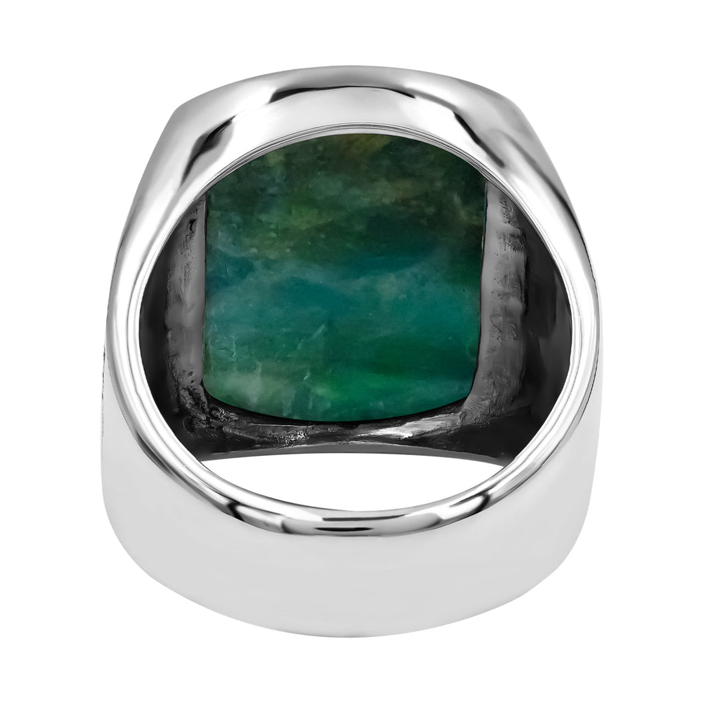 Starborn Peruvian Blue Opal Cushion-Shaped Men's Style Ring in Sterling Silver