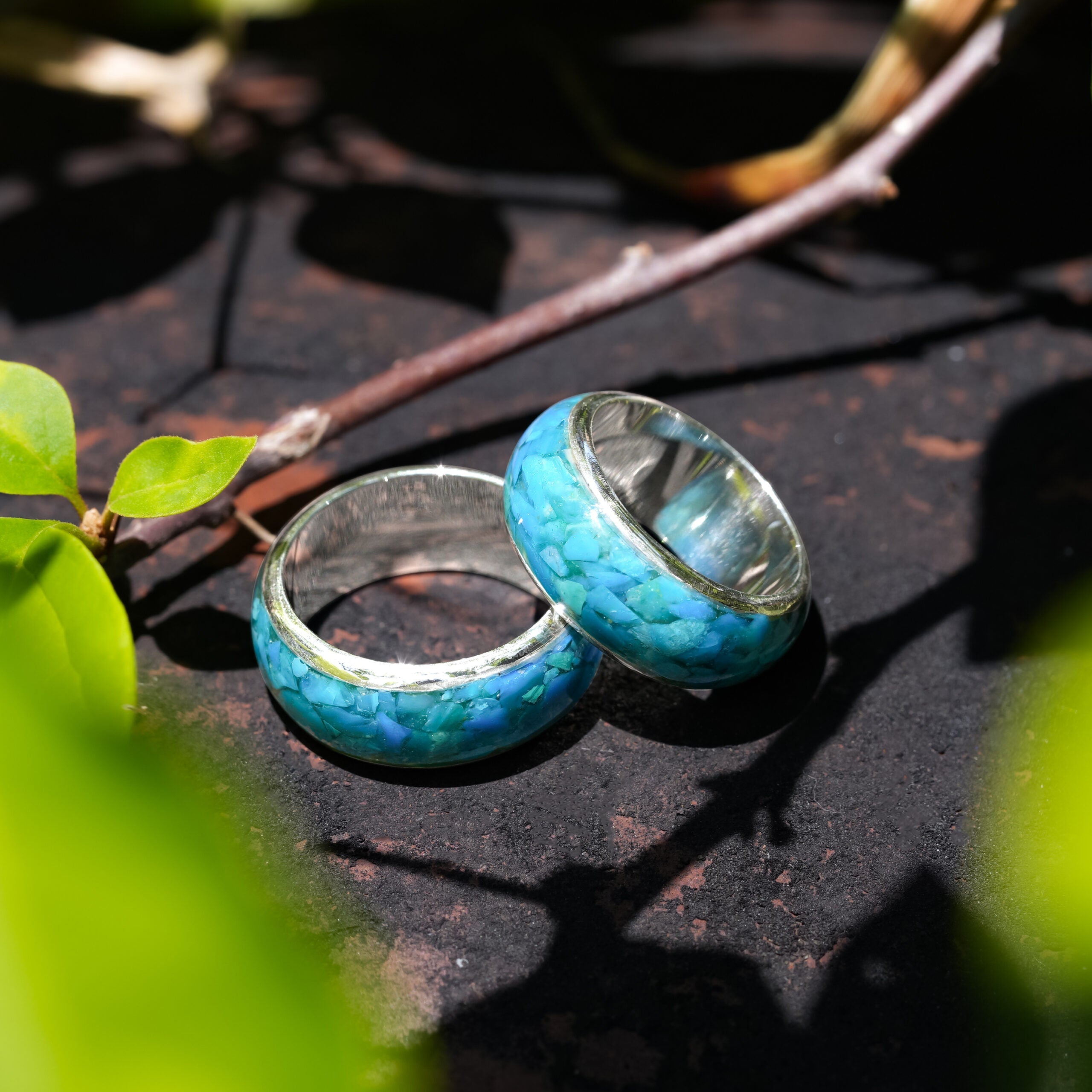 Starborn Peruvian Blue Opal Inlay Ring in Sterling Silver