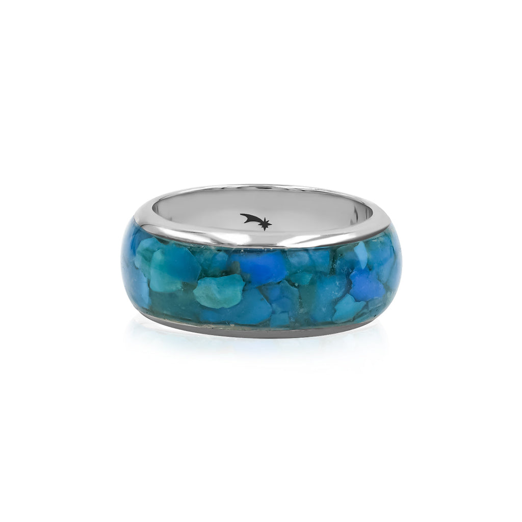 Starborn Peruvian Blue Opal Inlay Ring in Sterling Silver