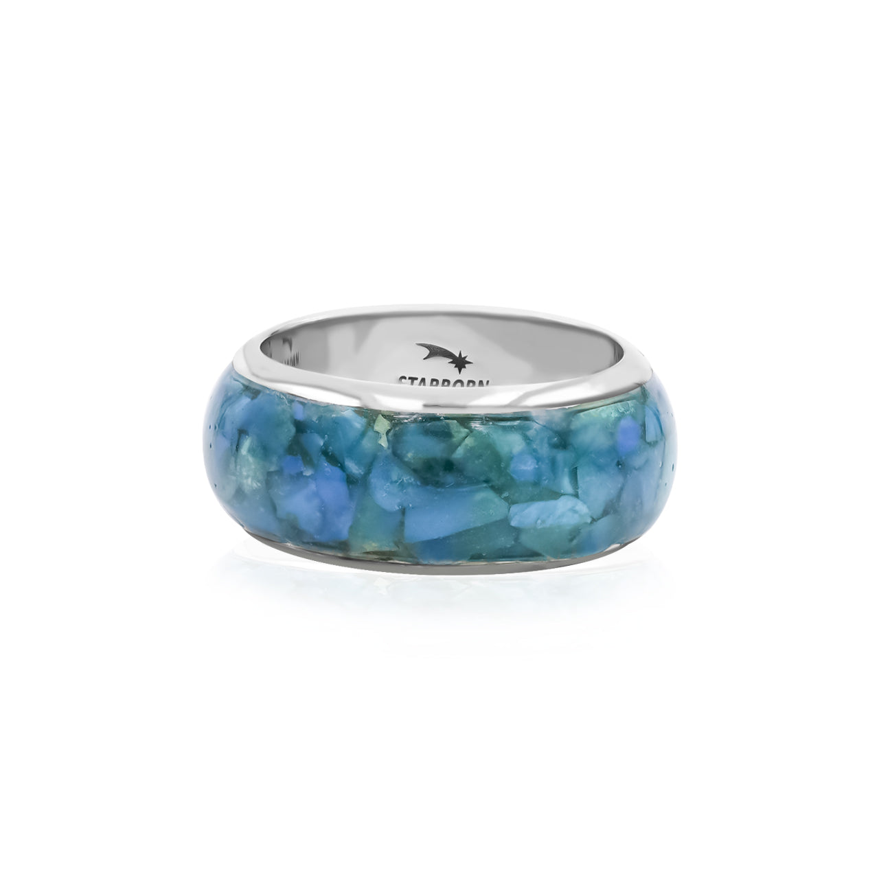Starborn Peruvian Blue Opal Inlay Ring in Sterling Silver