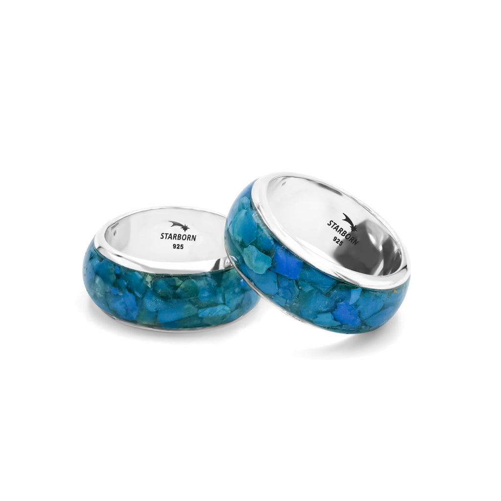 Starborn Peruvian Blue Opal Inlay Ring in Sterling Silver