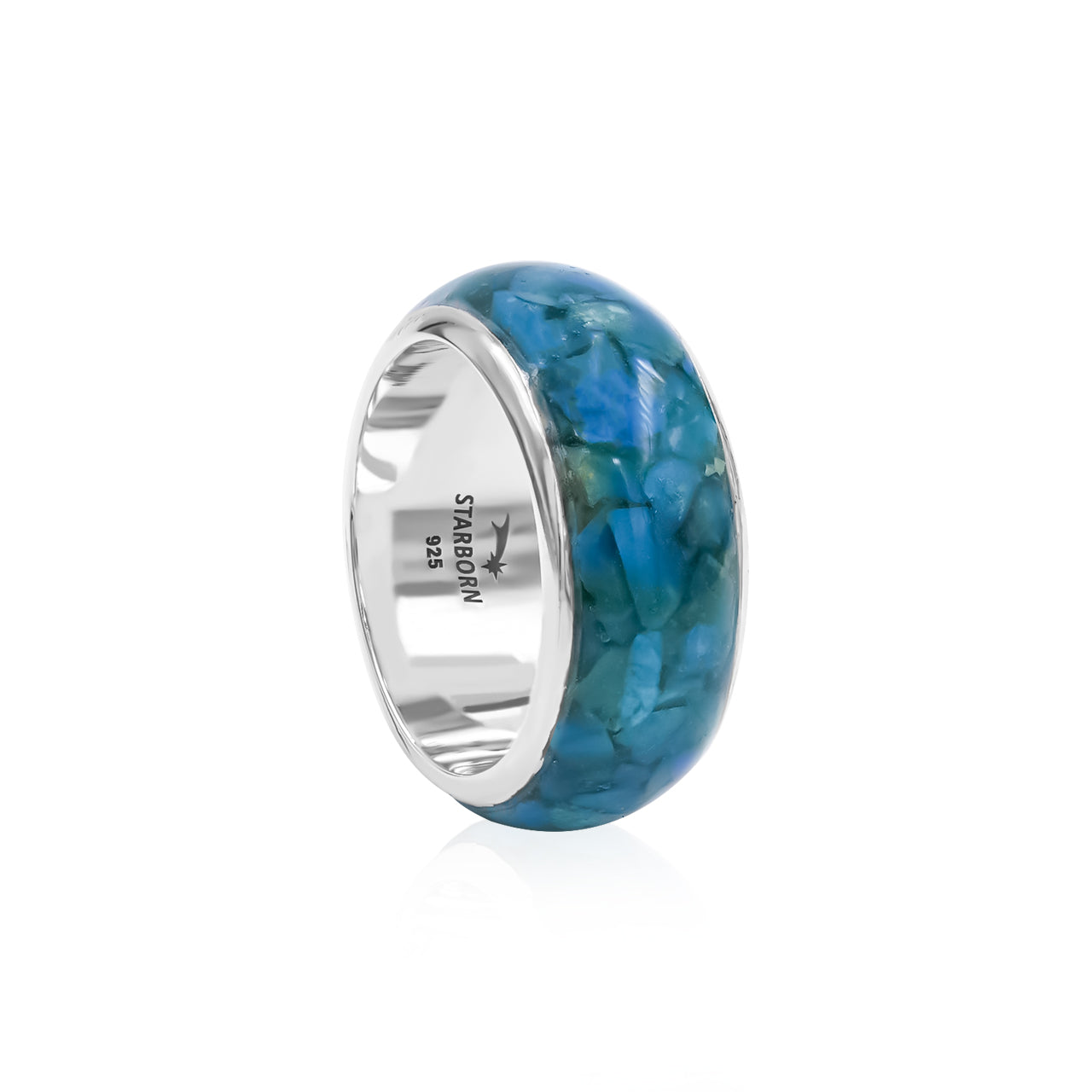 Starborn Peruvian Blue Opal Inlay Ring in Sterling Silver