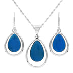 Starborn Peruvian Blue Opal Pear-Shaped Wire Frame Pendant and Earring Set in Sterling Silver