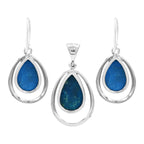 Starborn Peruvian Blue Opal Pear-Shaped Wire Frame Pendant and Earring Set in Sterling Silver