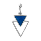 Starborn Peruvian Blue Opal Stacked Triangle Pendant and Earring Set in Sterling Silver