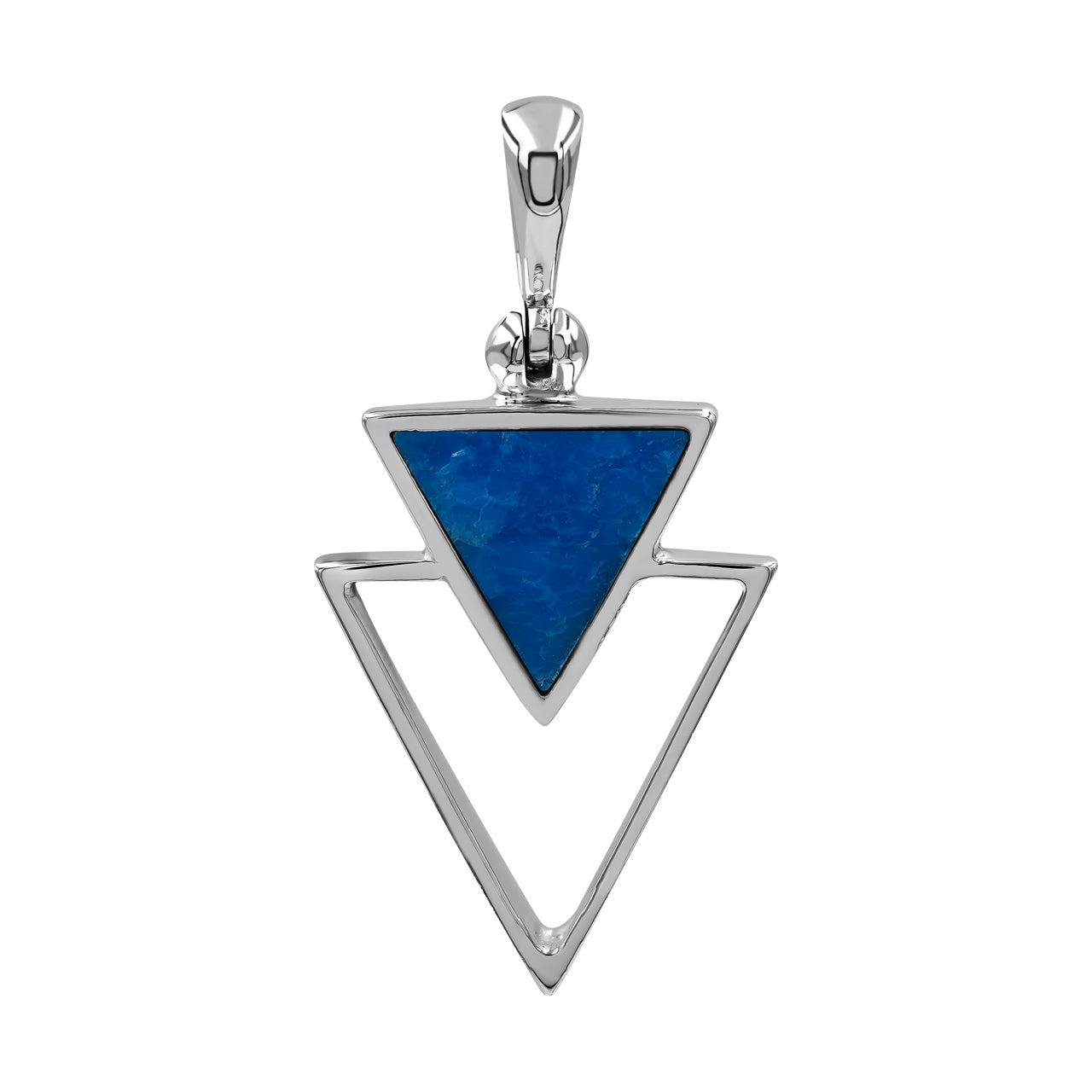 Starborn Peruvian Blue Opal Stacked Triangle Pendant and Earring Set in Sterling Silver