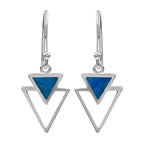 Starborn Peruvian Blue Opal Stacked Triangle Pendant and Earring Set in Sterling Silver