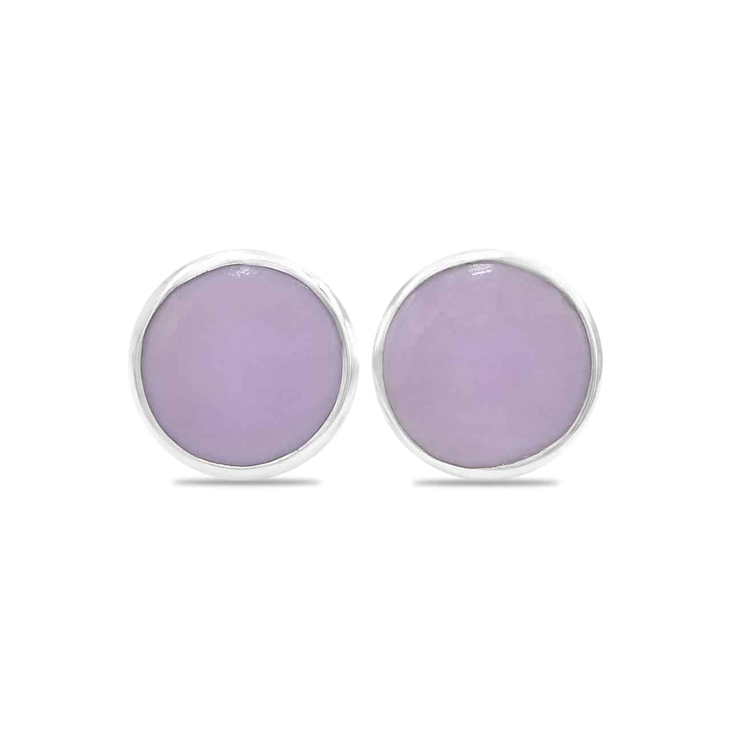 Starborn Phosphosiderite Round Cabochon Single Bezel Post Earring in Sterling Silver