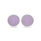 Starborn Phosphosiderite Round Cabochon Single Bezel Post Earring in Sterling Silver