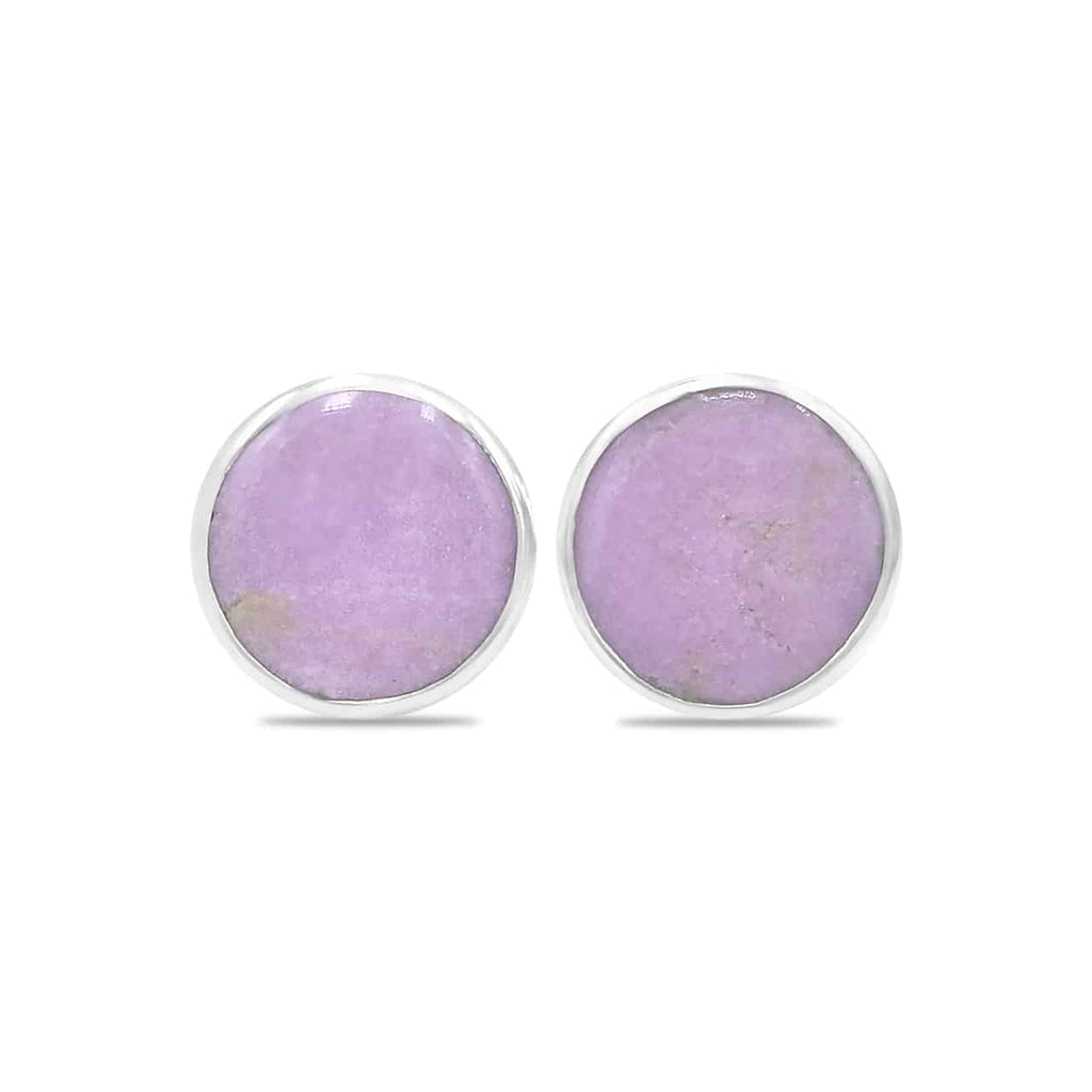 Starborn Phosphosiderite Round Cabochon Single Bezel Post Earring in Sterling Silver