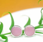 Starborn Phosphosiderite Round Cabochon Single Bezel Post Earring in Sterling Silver