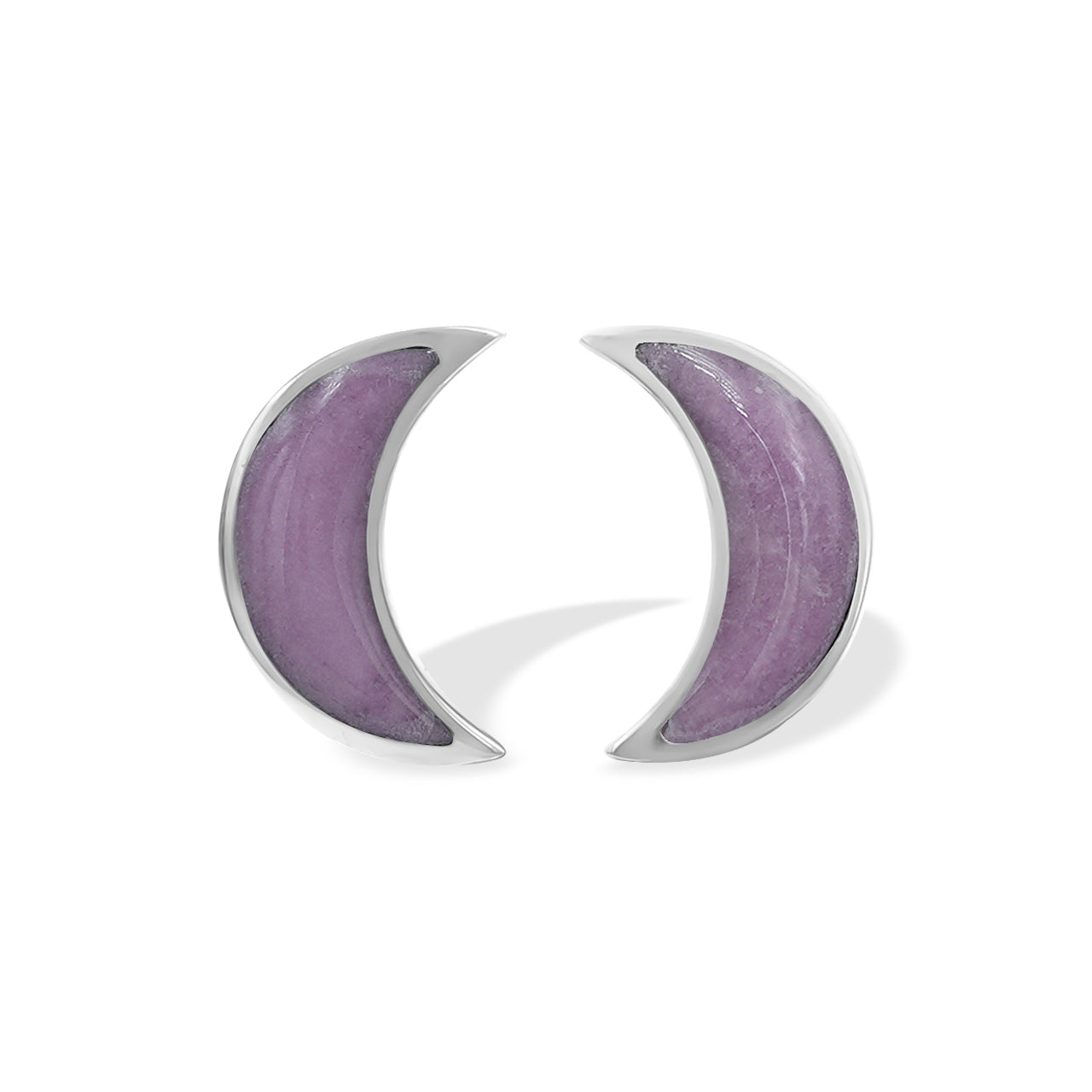 Starborn Gemstone Crescent Moon Post Style Earrings in Sterling Silver