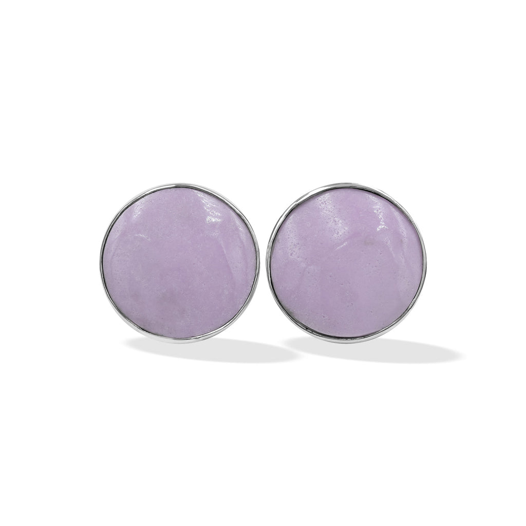 Starborn Phosphosiderite Round Cabochon Single Bezel Post Earring in Sterling Silver