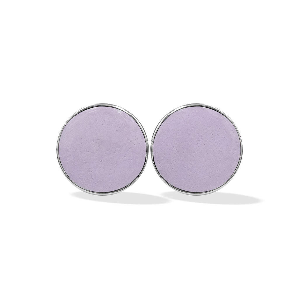 Starborn Phosphosiderite Round Cabochon Single Bezel Post Earring in Sterling Silver