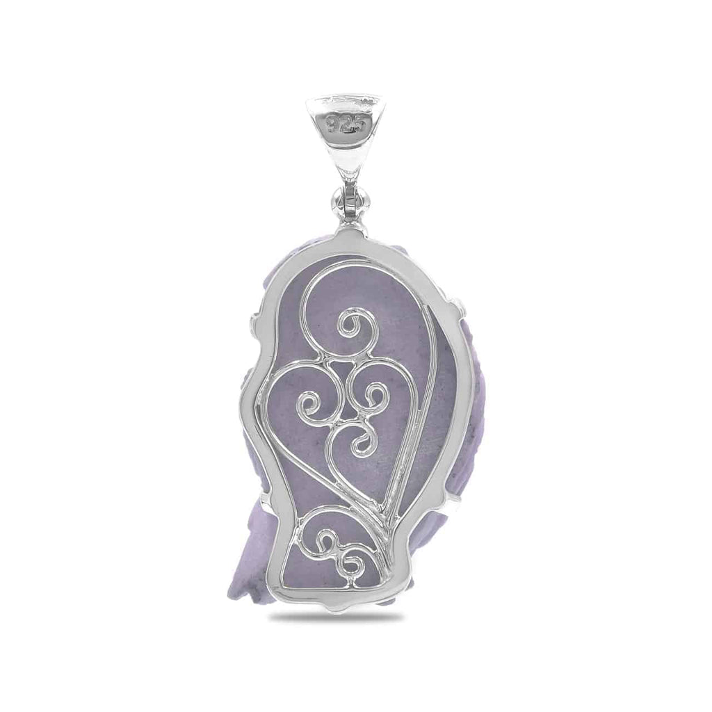 Starborn Phosphosiderite Carved Owl Pendant in Sterling Silver