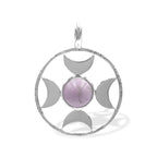 Starborn Sphere Gemstones Directional Crescent Moon Pendant in Sterling Silver - Small