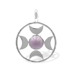 Starborn Sphere Gemstones Directional Crescent Moon Pendant in Sterling Silver - Small