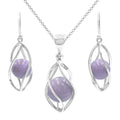 Starborn Phosphosiderite Caged Sphere Pendant and Earring Set in Sterling Silver