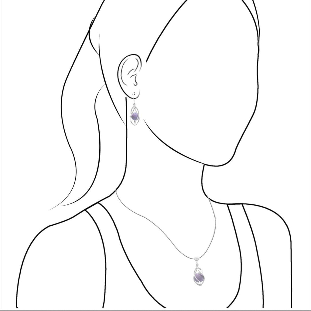 Starborn Phosphosiderite Caged Sphere Pendant and Earring Set in Sterling Silver