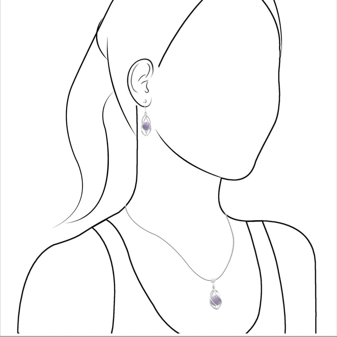 Starborn Phosphosiderite Caged Sphere Pendant and Earring Set in Sterling Silver