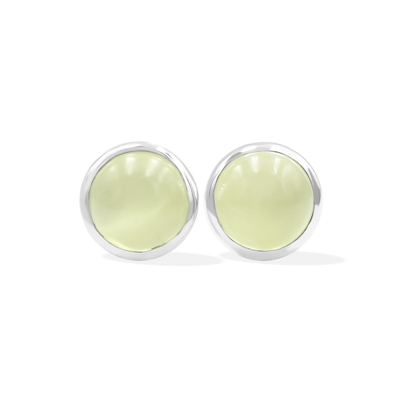 Starborn Prehnite Round Post Earrings in Sterling Silver