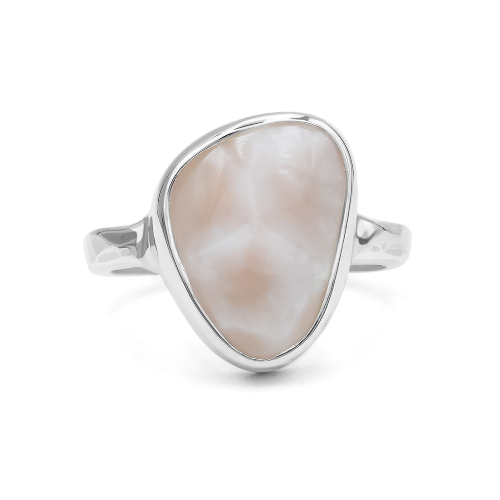Starborn Pink Natrolite Freeform Trillion Ring in Sterling Silver