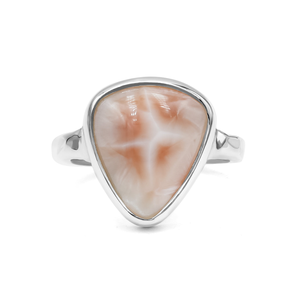 Starborn Pink Natrolite Freeform Trillion Ring in Sterling Silver