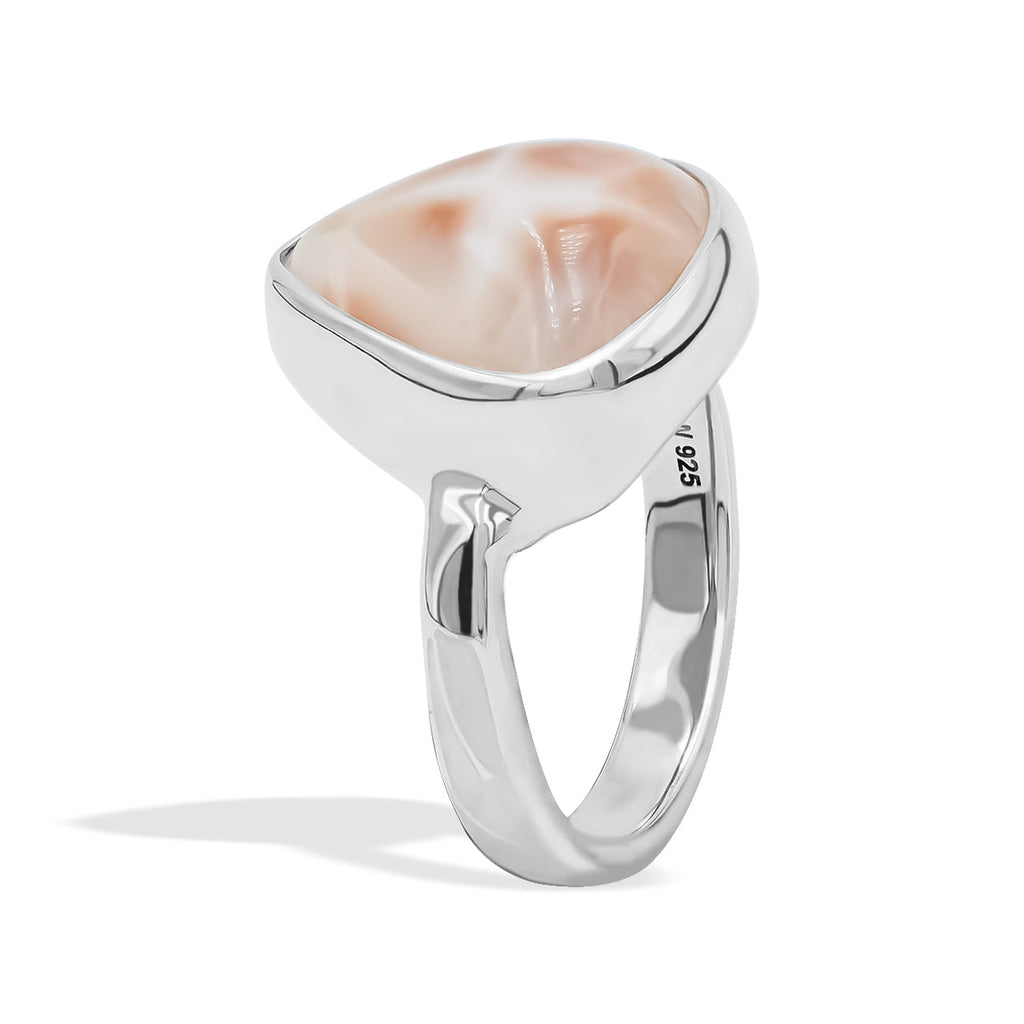 Starborn Pink Natrolite Freeform Trillion Ring in Sterling Silver