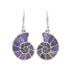 Starborn Nautilus Ammonite with Gemstones Inlay Earring in Sterling Silver - Large
