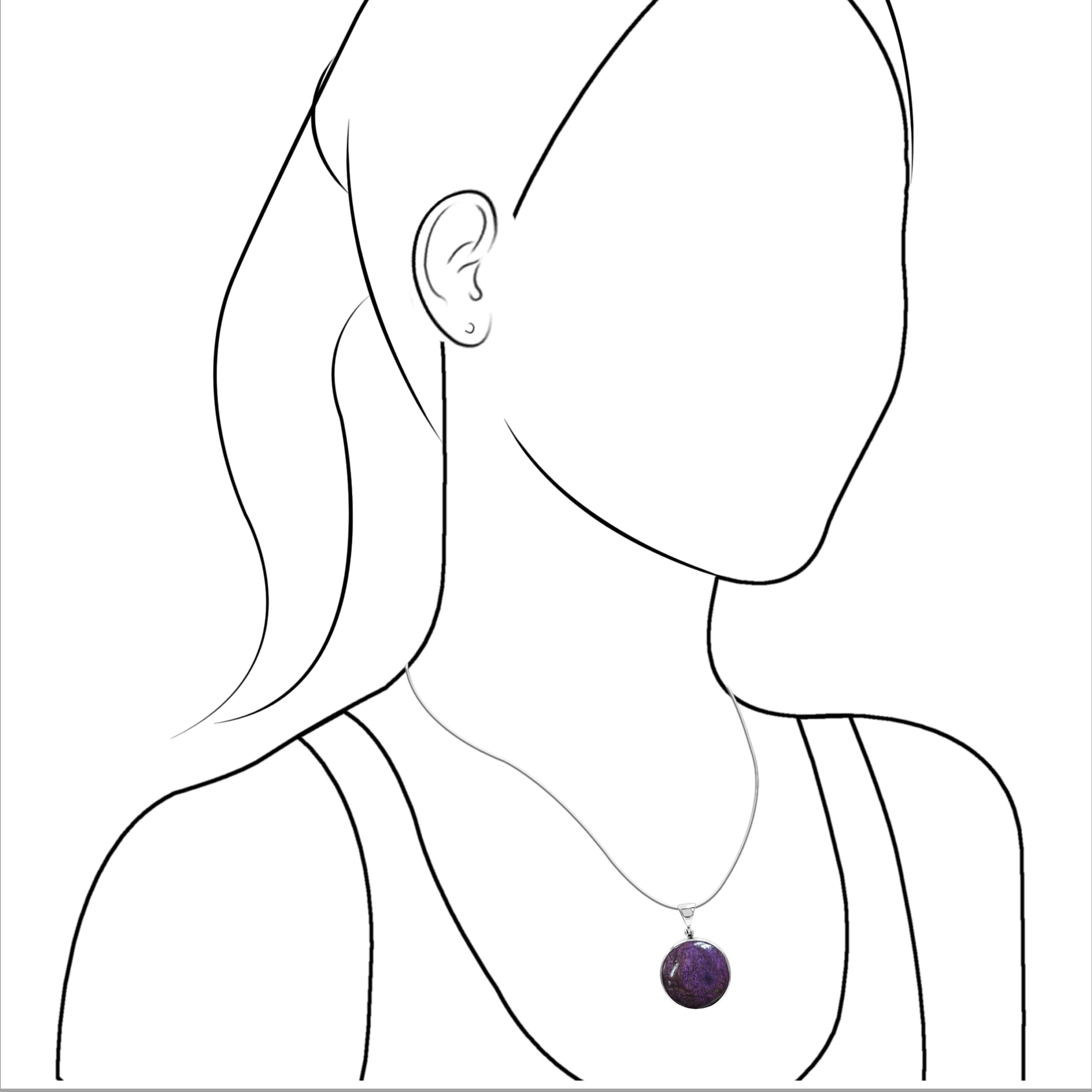 Starborn Purpurite Round Pendant in Sterling Silver