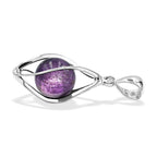 Starborn Purpurite Sphere 12mm Spiral Cage Pendant in Sterling Silver
