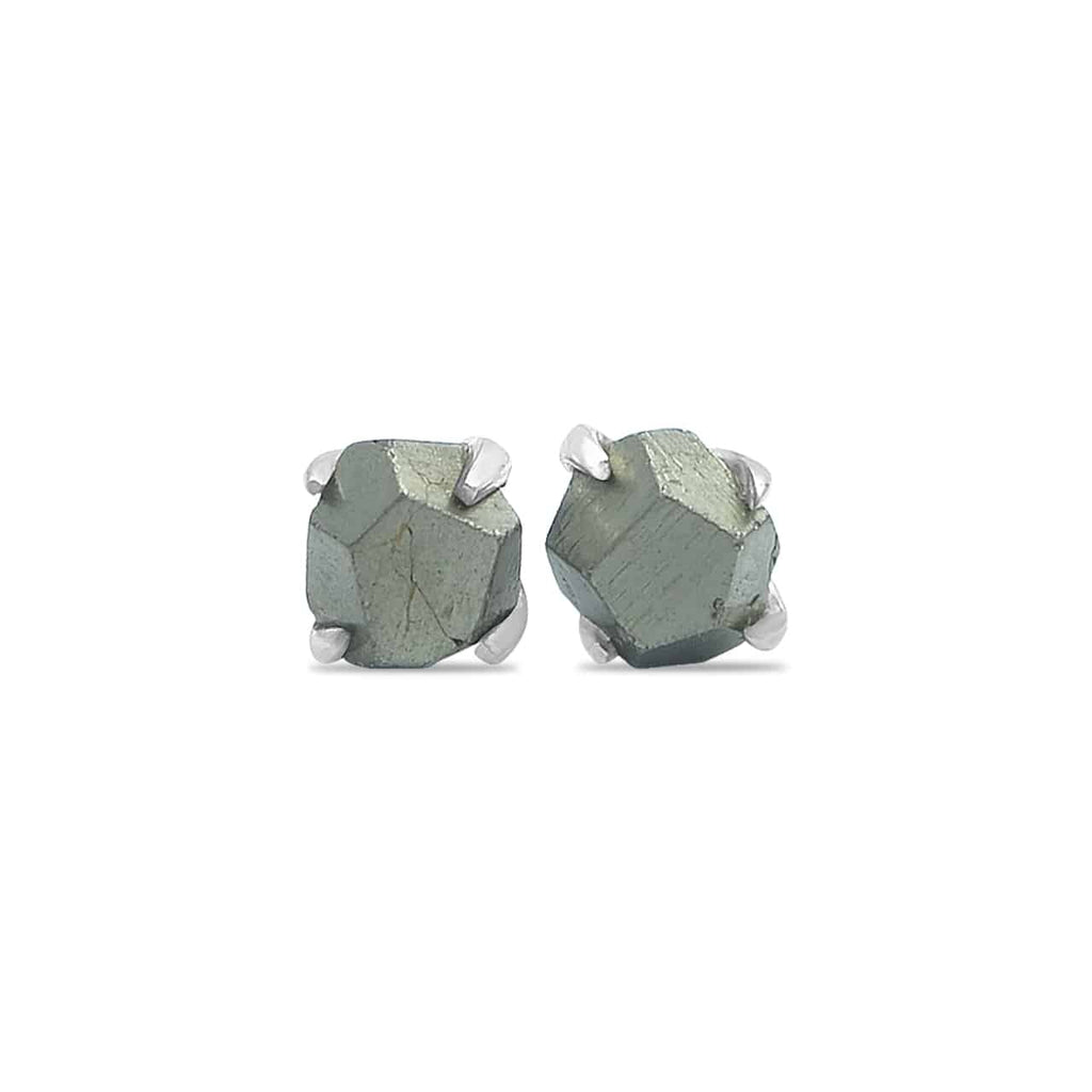 Starborn Pyrite Crystal Post Earrings in Sterling Silver