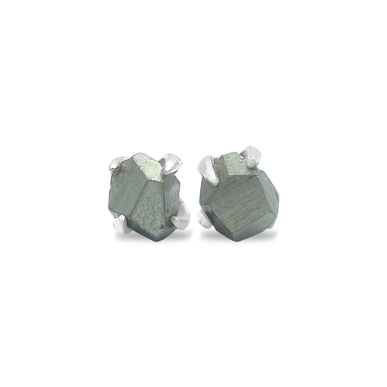 Starborn Pyrite Crystal Post Earrings in Sterling Silver