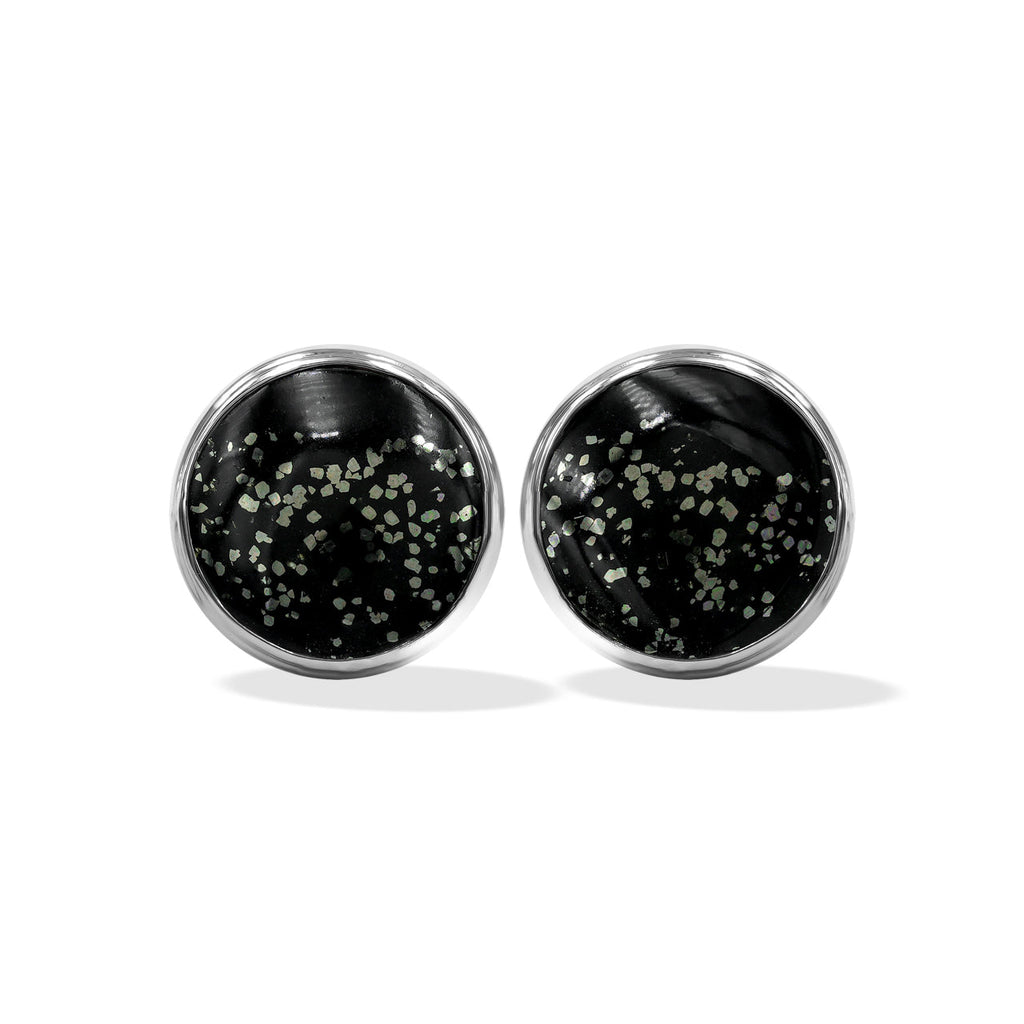Starborn Pyrite Schist Round Post Earrings in Sterling Silver