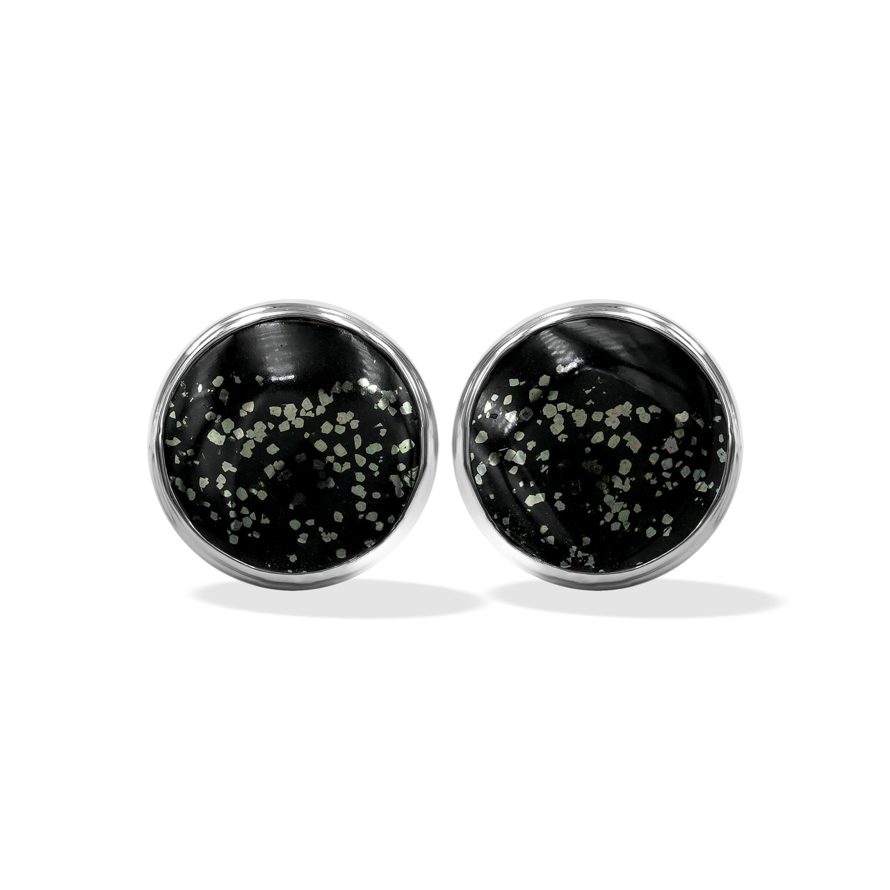 Starborn Pyrite Schist Round Post Earrings in Sterling Silver
