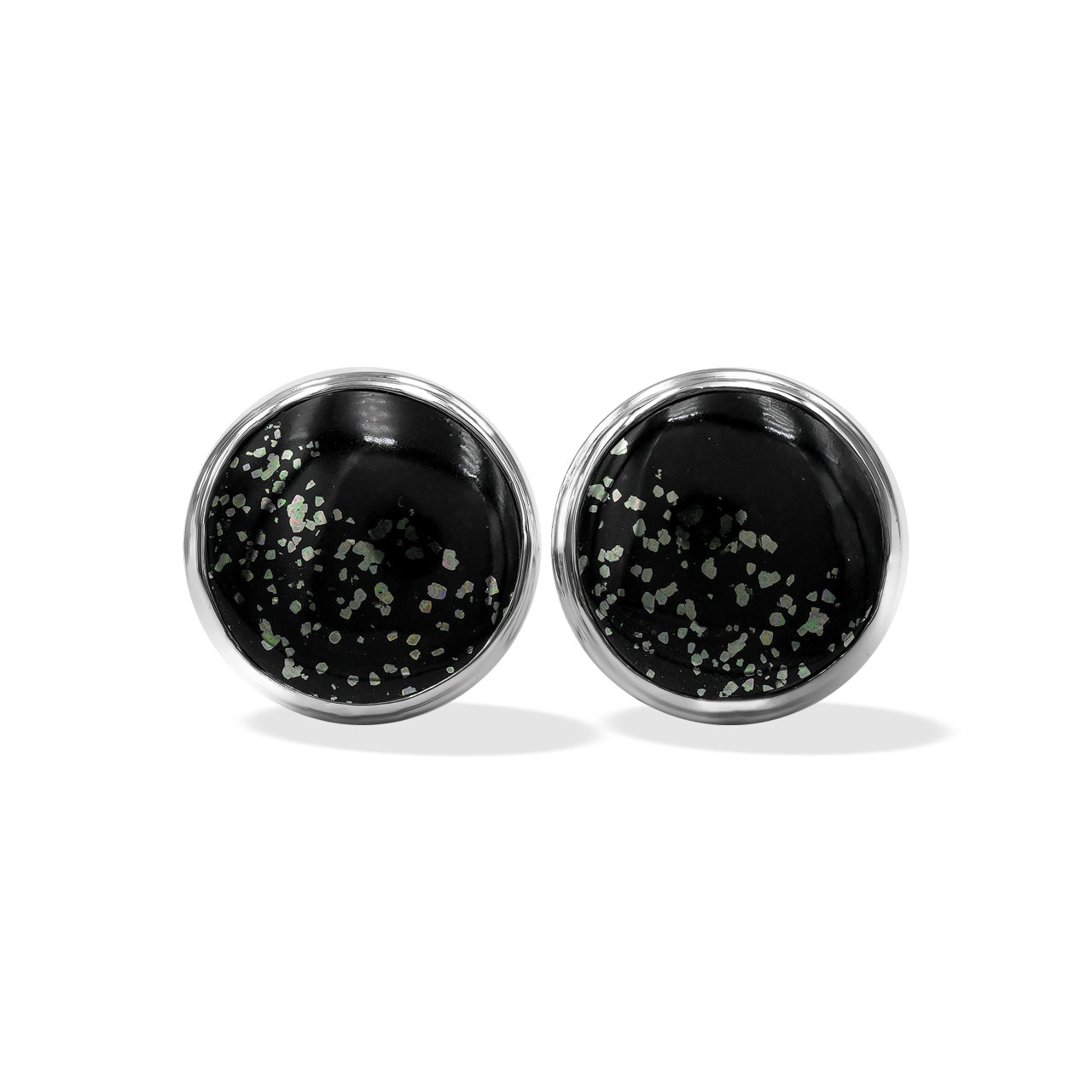 Starborn Pyrite Schist Round Post Earrings in Sterling Silver