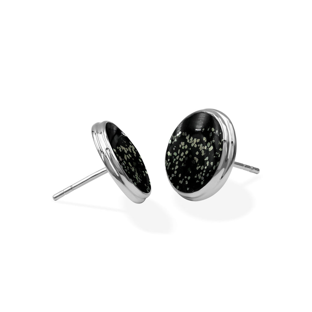 Starborn Pyrite Schist Round Post Earrings in Sterling Silver