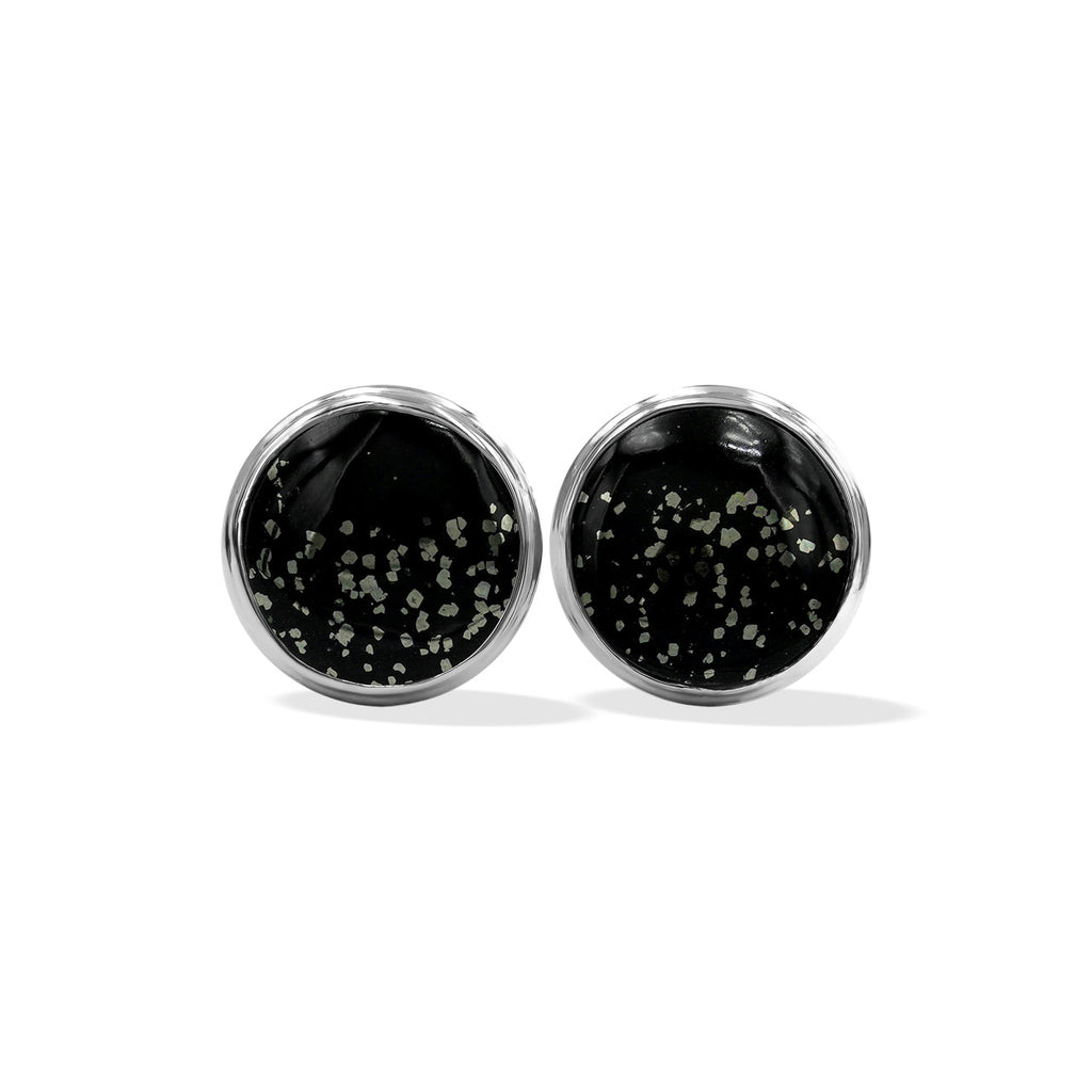Starborn Pyrite Schist Round Post Earrings in Sterling Silver