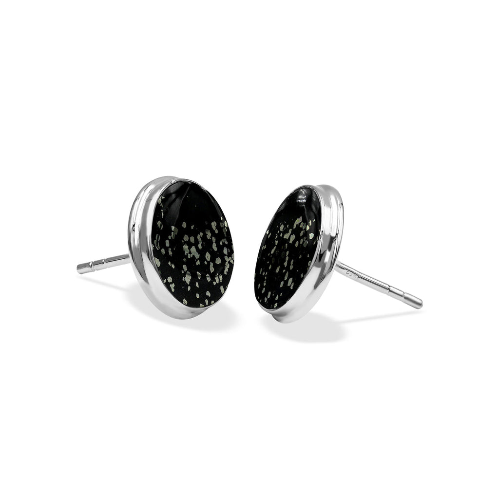 Starborn Pyrite Schist Round Post Earrings in Sterling Silver