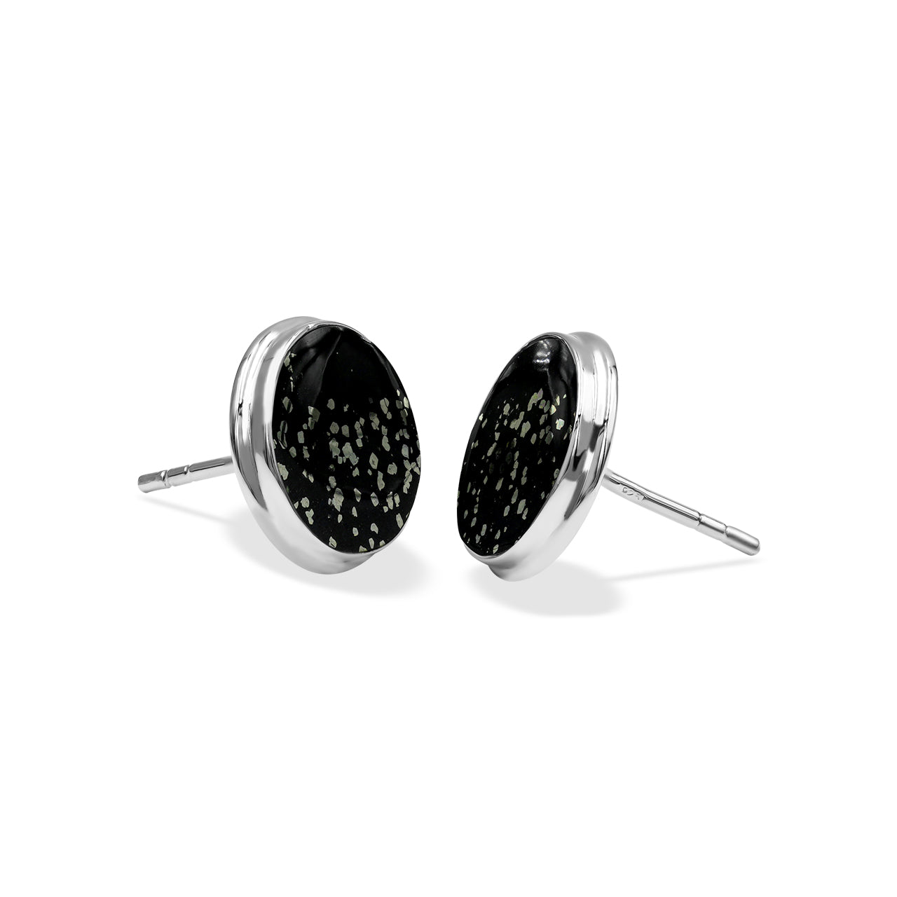 Starborn Pyrite Schist Round Post Earrings in Sterling Silver