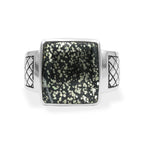 Starborn Schiefer Pyrite Men’s Ring with Geometric Shank Accents in Sterling Silver