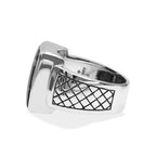 Starborn Schiefer Pyrite Men’s Ring with Geometric Shank Accents in Sterling Silver