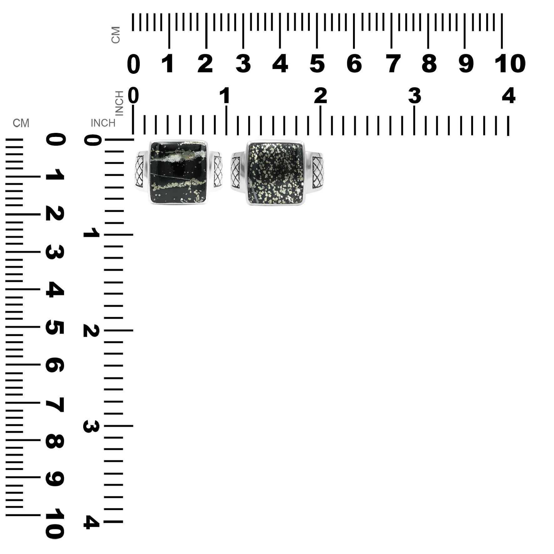 Starborn Schiefer Pyrite Men’s Ring with Geometric Shank Accents in Sterling Silver