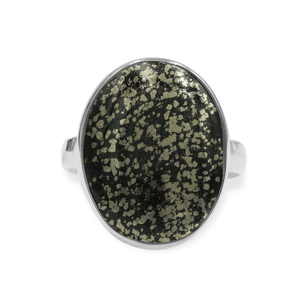 Starborn Pyrite Schist Oval Ring in Sterling Silver