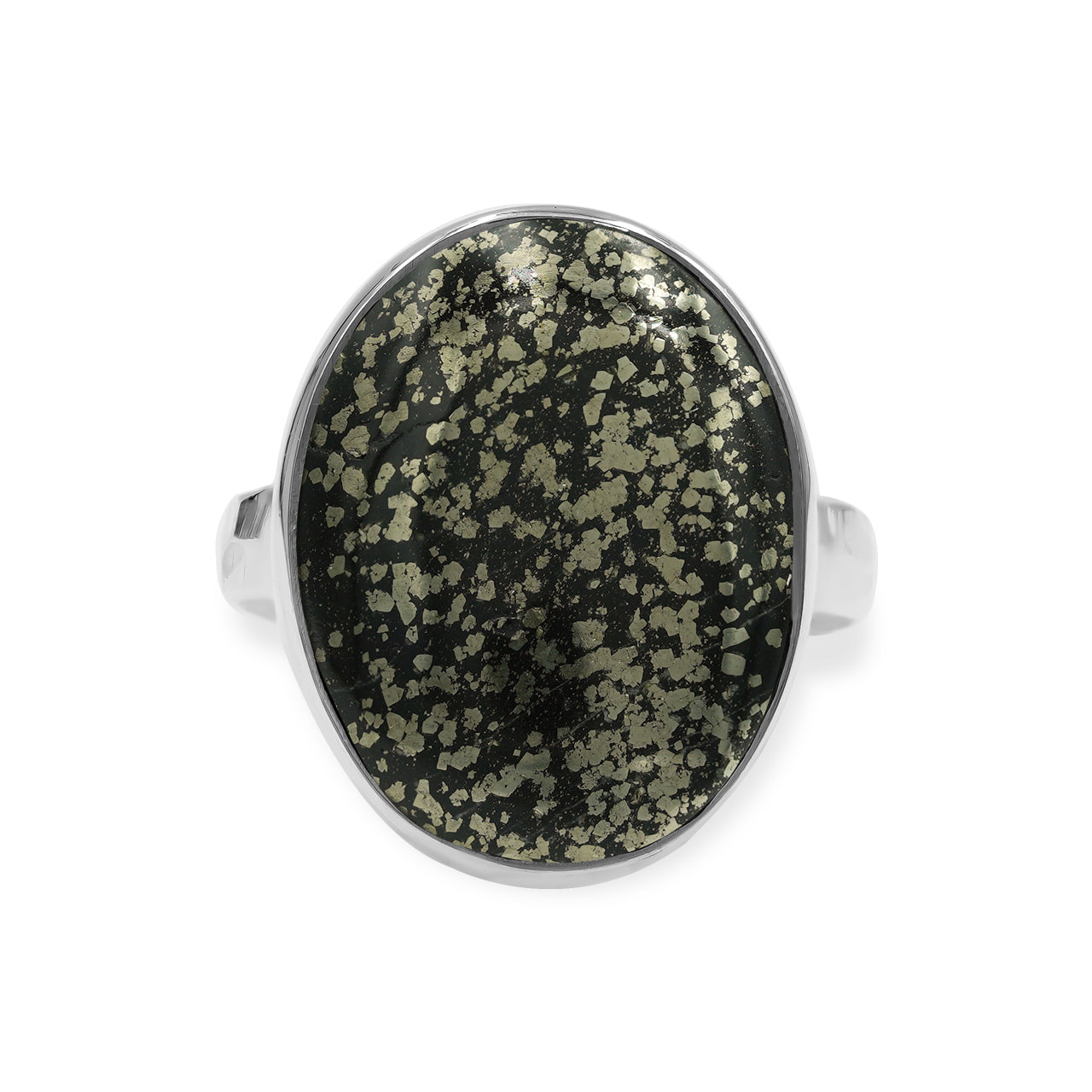 Starborn Pyrite Schist Oval Ring in Sterling Silver