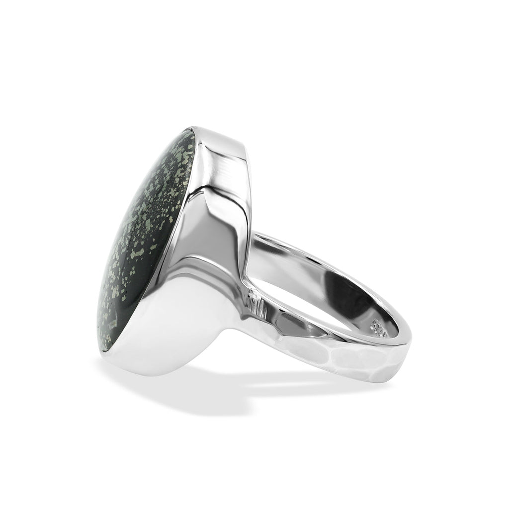 Starborn Pyrite Schist Oval Ring in Sterling Silver